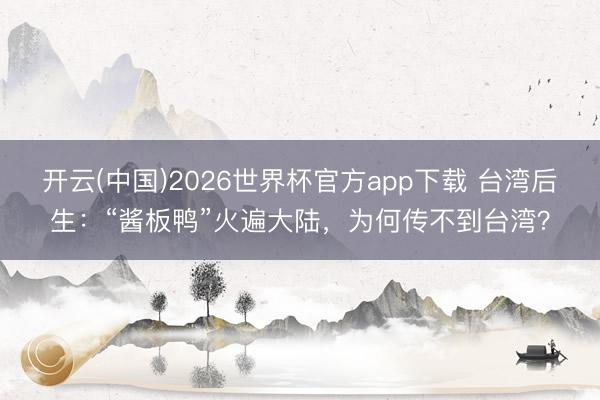 开云(中国)2026世界杯官方app下载 台湾后生：“酱板鸭”火遍大陆，为何传不到台湾？