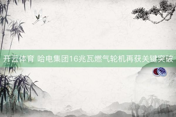 开云体育 哈电集团16兆瓦燃气轮机再获关键突破