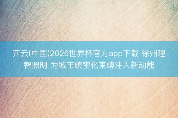 开云(中国)2026世界杯官方app下载 徐州理智照明 为城市缜密化束缚注入新动能