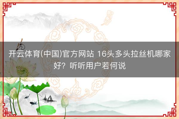 开云体育(中国)官方网站 16头多头拉丝机哪家好？听听用户若何说