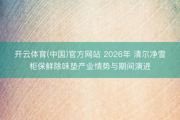开云体育(中国)官方网站 2026年 清尔净雪柜保鲜除味垫产业情势与期间演进