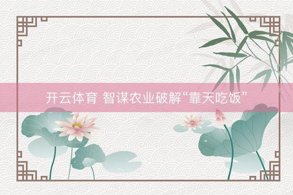 开云体育 智谋农业破解“靠天吃饭”