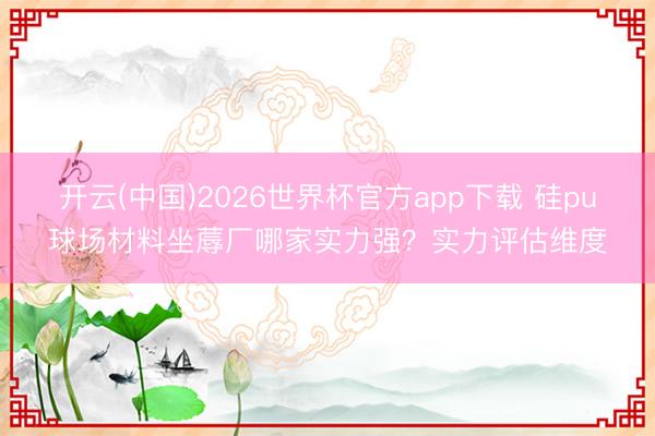 开云(中国)2026世界杯官方app下载 硅pu球场材料坐蓐厂哪家实力强？实力评估维度