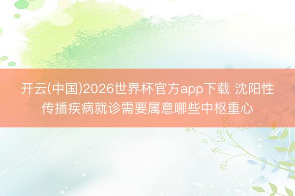 开云(中国)2026世界杯官方app下载 沈阳性传播疾病就诊需要属意哪些中枢重心