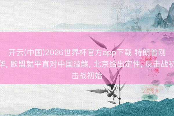 开云(中国)2026世界杯官方app下载 特朗普刚离华， 欧盟就平直对中国滥觞， 北京给出定性， 反击战初始