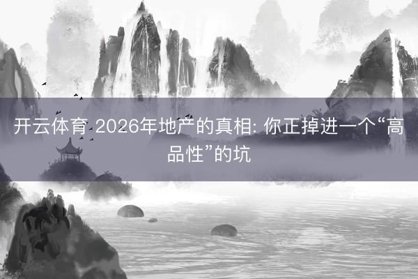 开云体育 2026年地产的真相: 你正掉进一个“高品性”的坑