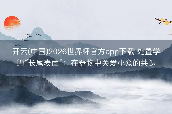 开云(中国)2026世界杯官方app下载 处置学的“长尾表面”：在器物中关爱小众的共识