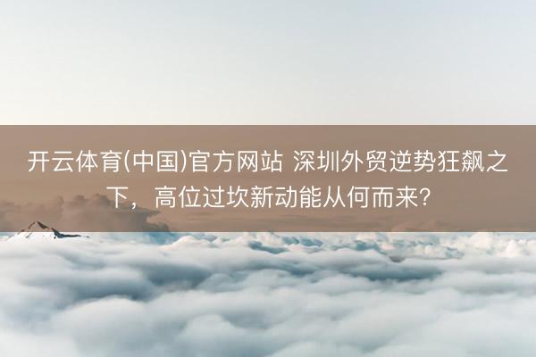 开云体育(中国)官方网站 深圳外贸逆势狂飙之下,高位过坎新动能从何而来?