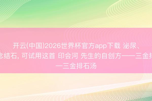 开云(中国)2026世界杯官方app下载 泌尿、胆说念结石， 可试用这首 印会河 先生的自创方——三金排石汤